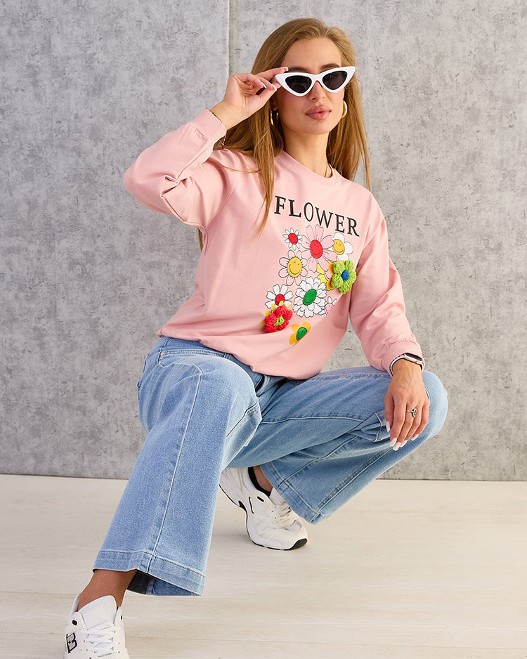 Royalfashion Дамски памучен суитшърт с тънък принт