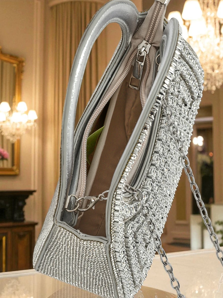 Royalfashion Дамска чанта тип плик с цирконии Myra Quill