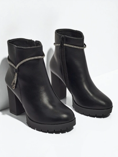 Дамски еко кожени боти до глезена на ток Marellin