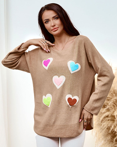 Royalfashion Тънък дамски пуловер със сърца