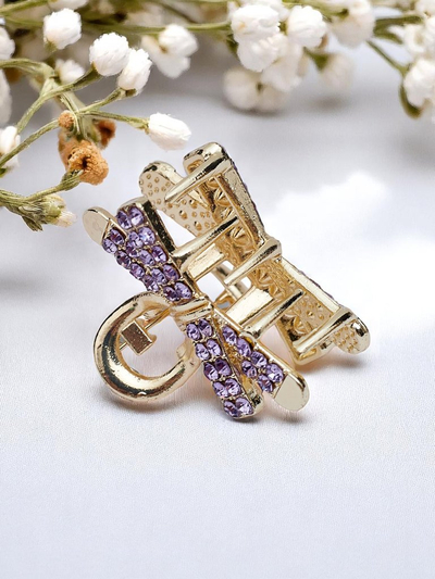 Royalfashion Шнола за коса с кристали Златна щипка