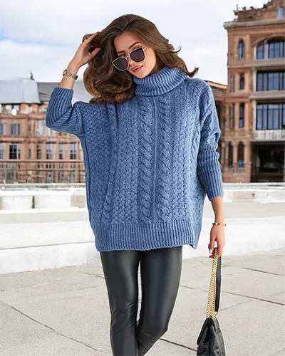 Royalfashion Дамски пуловер с волан