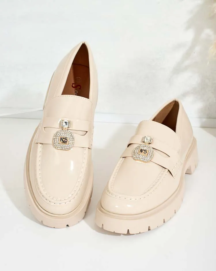 Royalfashion Дамски лакирани мокасини Bemies