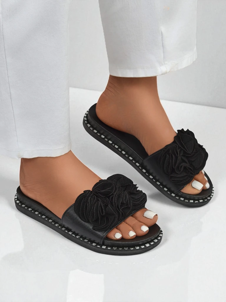 Royalfashion Дамски чехли с равна подметка Flora Verde