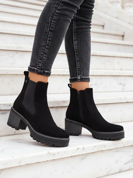 Роялфешън Еко-велур дамски ботуши до глезена на пюнкт Сегори