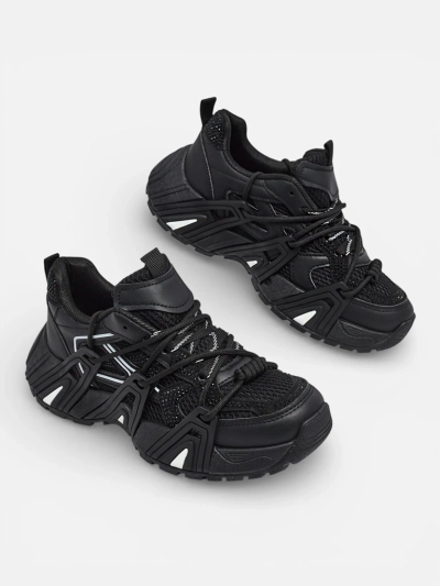 Дамски сникърси Athena черни синтетични спортни за всеки ден