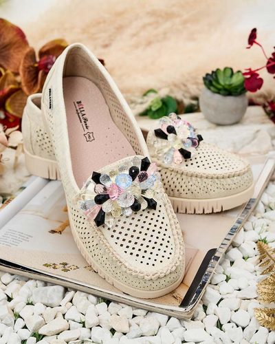 Royalfashion Дамски ажурни мокасини с мъниста Nasfali