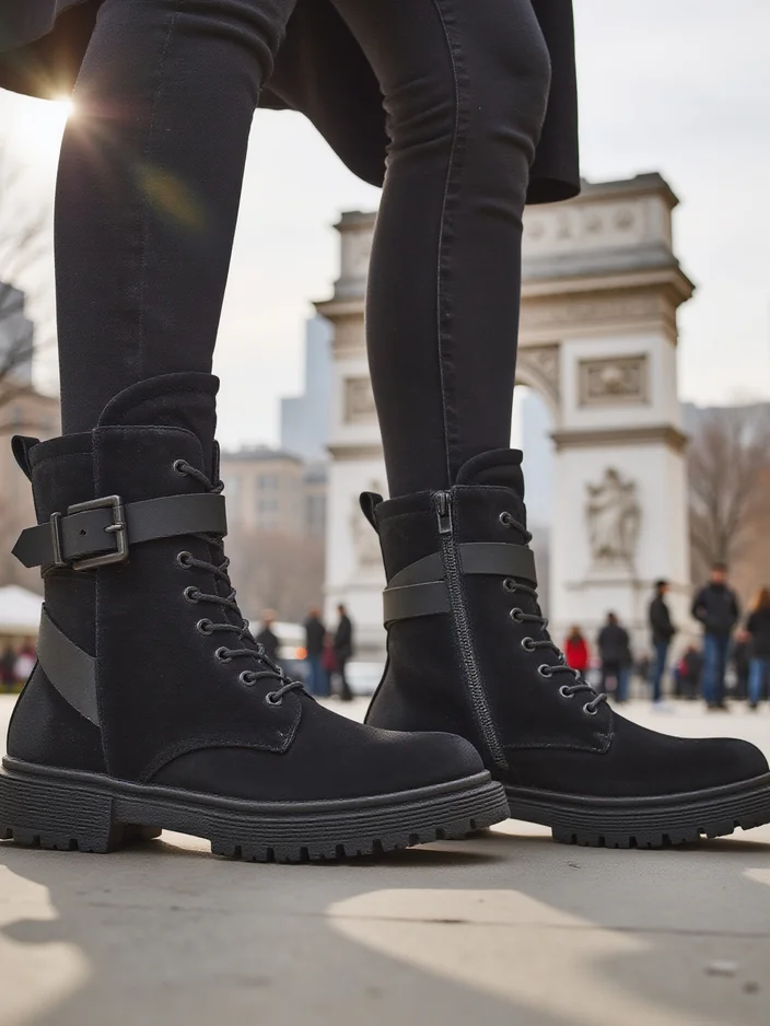 Черни работни обувки на жени до глезена на Miros