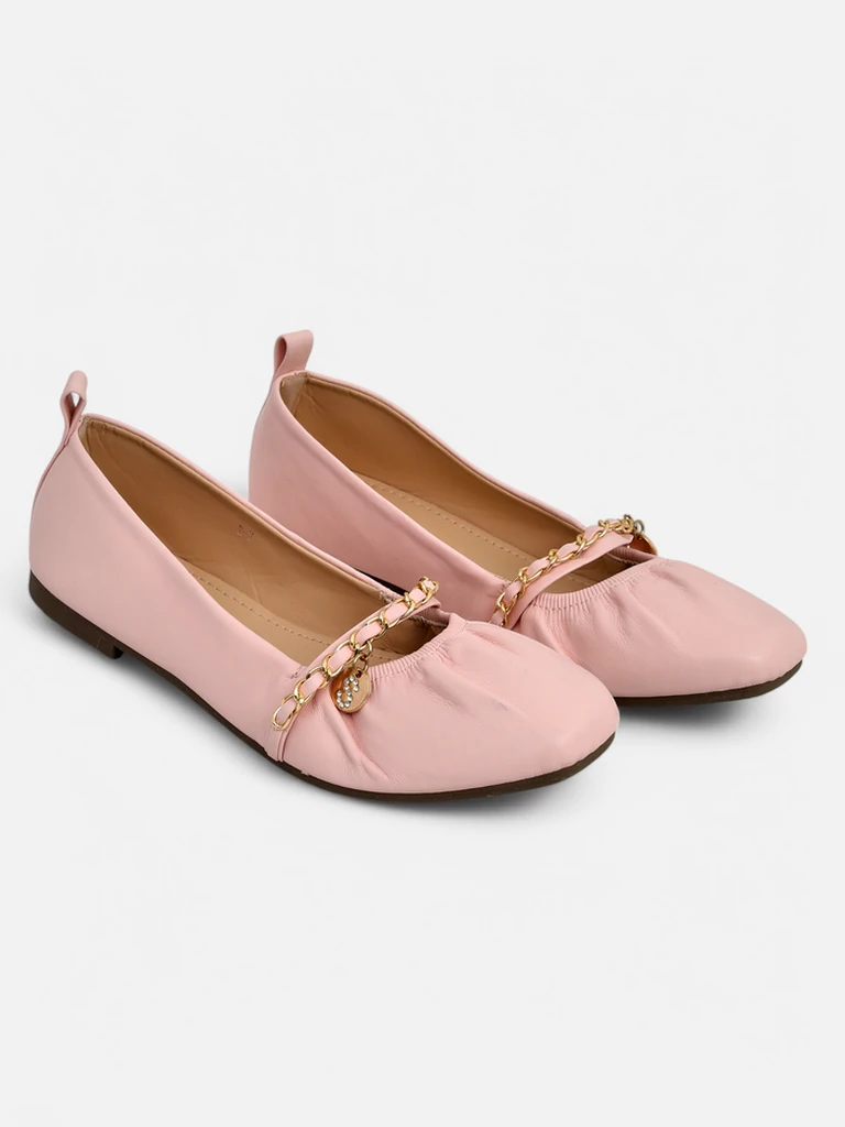 Розови балеринки Callista от еко кожа с верижка – стилни за пролетта и лятото