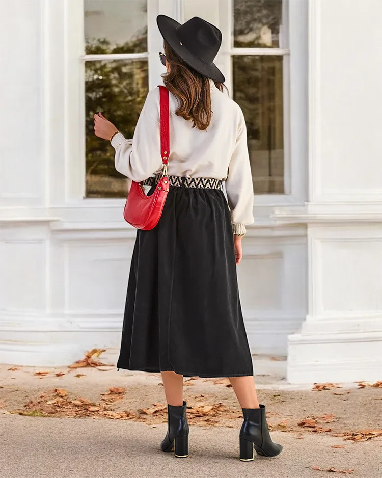 Дамска миди пола Royalfashion a' la corduroy