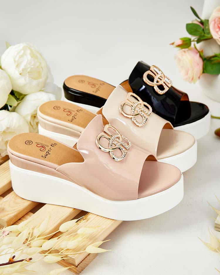 Royalfashion Лакирани дамски джапанки на Sailla