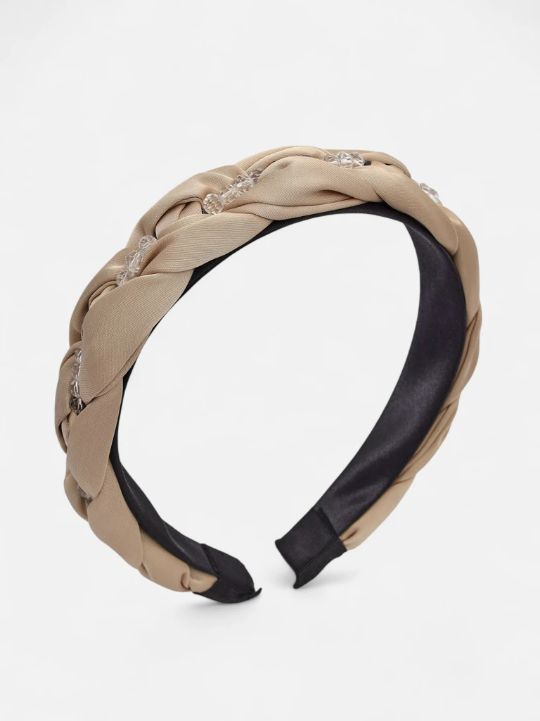 Royalfashion Лента за коса с плитка рибена кост и перли