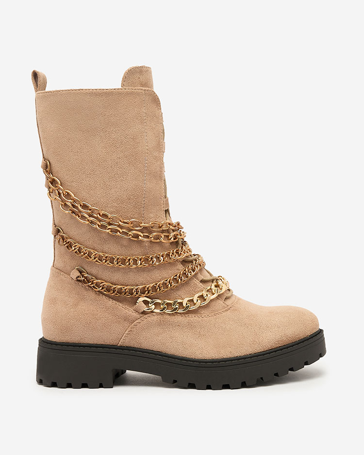 Royalfashion Дамски ботуши тип "багер" в светлокафяво Goserre