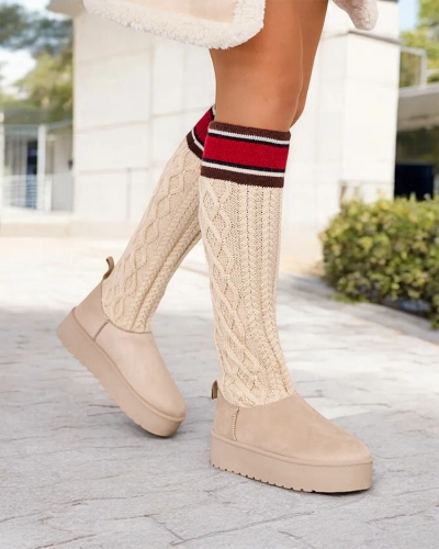 Дамски зимни ботуши Royalfashion с прашка подобна на чорап Kokumi