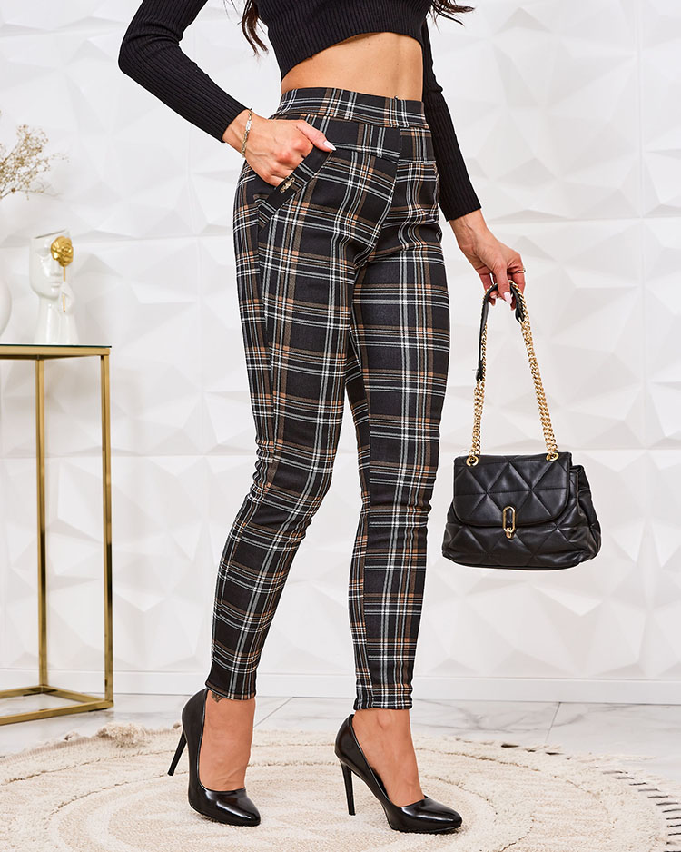 Royalfashion Затоплен кариран дамски панталон