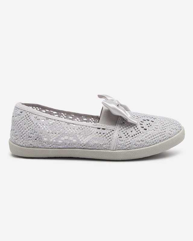 Tenisówki dziewczęce z kokardką w kolorze szarym Osmo - Obuwie