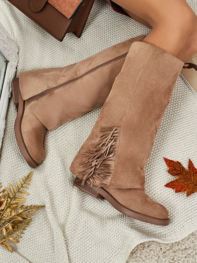 Дамски еко велурени ботуши с горна част Ismara