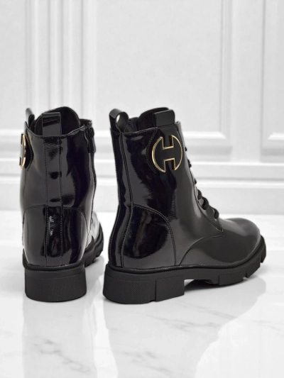 Лакирани дамски боти с връзки Kalen