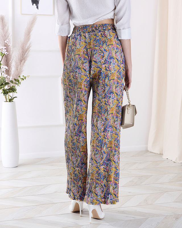 Дамски панталон с широки крачоли в жълто- Облекло