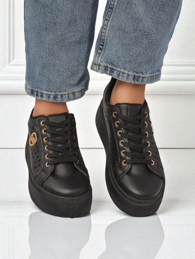 Aurelia Nero - Черна платформа Royalfashion от еко кожа, модел LH201-8