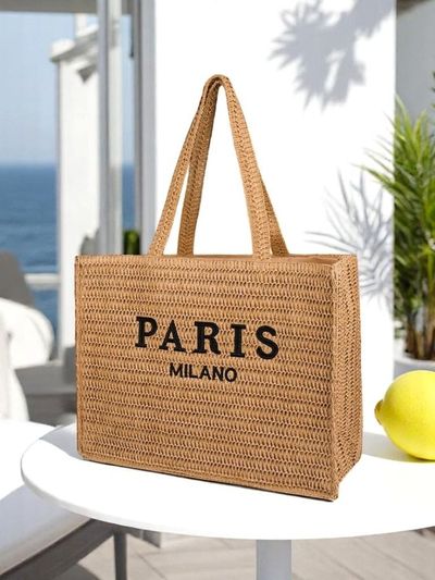 Royalfashion Голяма сламена дамска чанта Paris Milano