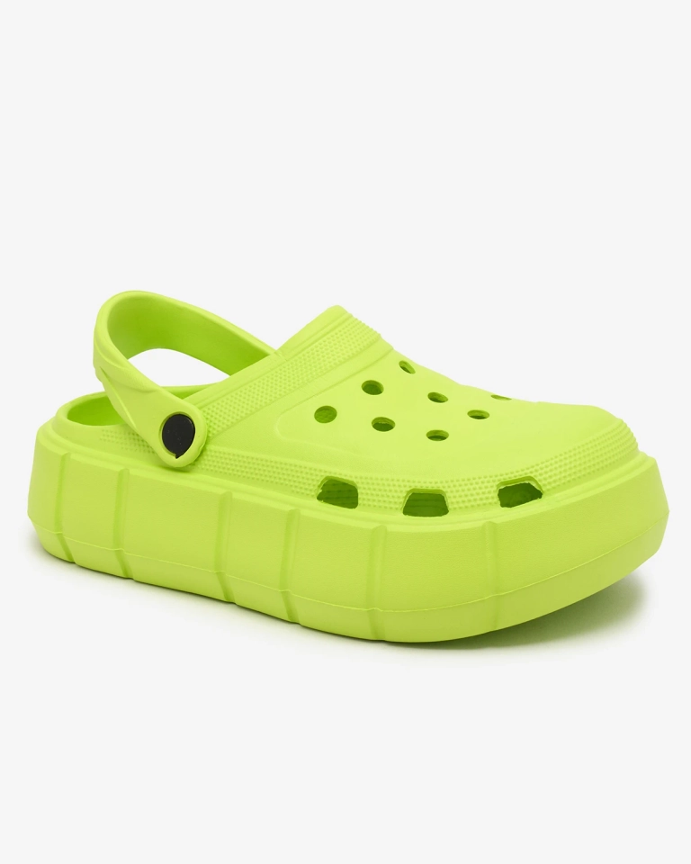 Royalfashion Неоново зелени дамски джапанки с ажурен кант Mightty