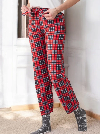 Royalfashion Памучни коледни пижами за жени с каре.