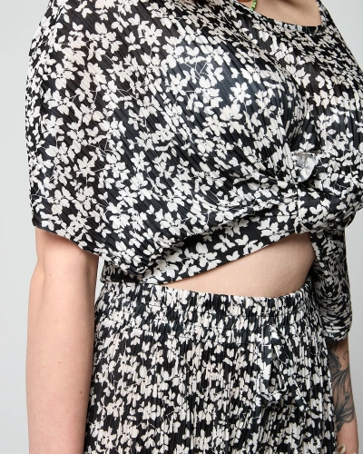 Дамски черен флорален плисиран комплект - Облекло