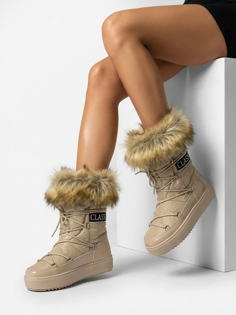 Royalfashion Светлокафяви ботуши a'la snow boots за жени Gomllo