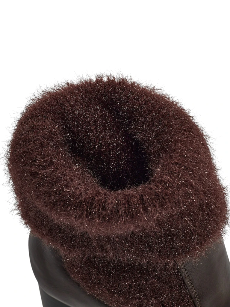 Дамски боти от еко кожа на ток с плетиво Tirave