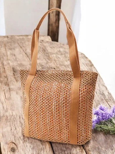 Royalfashion Голяма сламена дамска лятна чанта