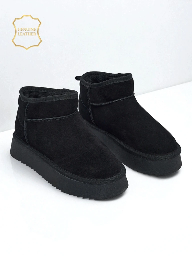 Къси дамски боти а'ла снегоходки от естествена кожа Elunara