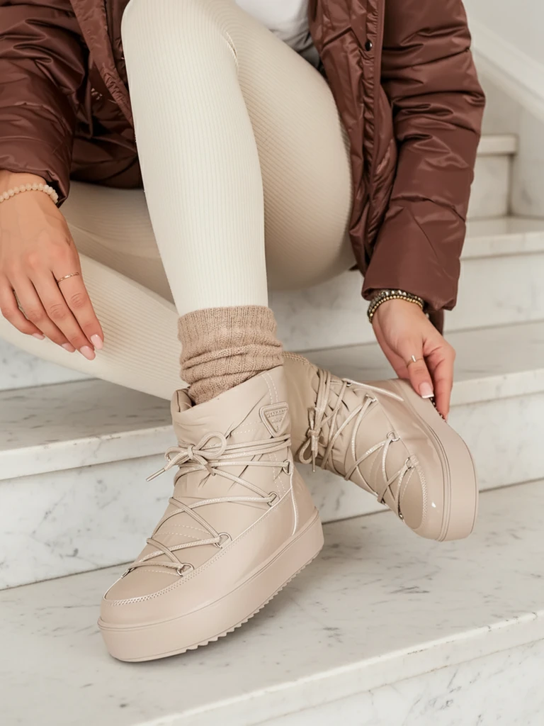 Royalfashion Дамски ботуши a'la snow boots в светлокафяво Vevnose