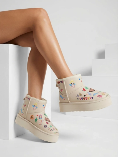 Ройалфешън Къси дамски снягоботи с наклейки Ханага