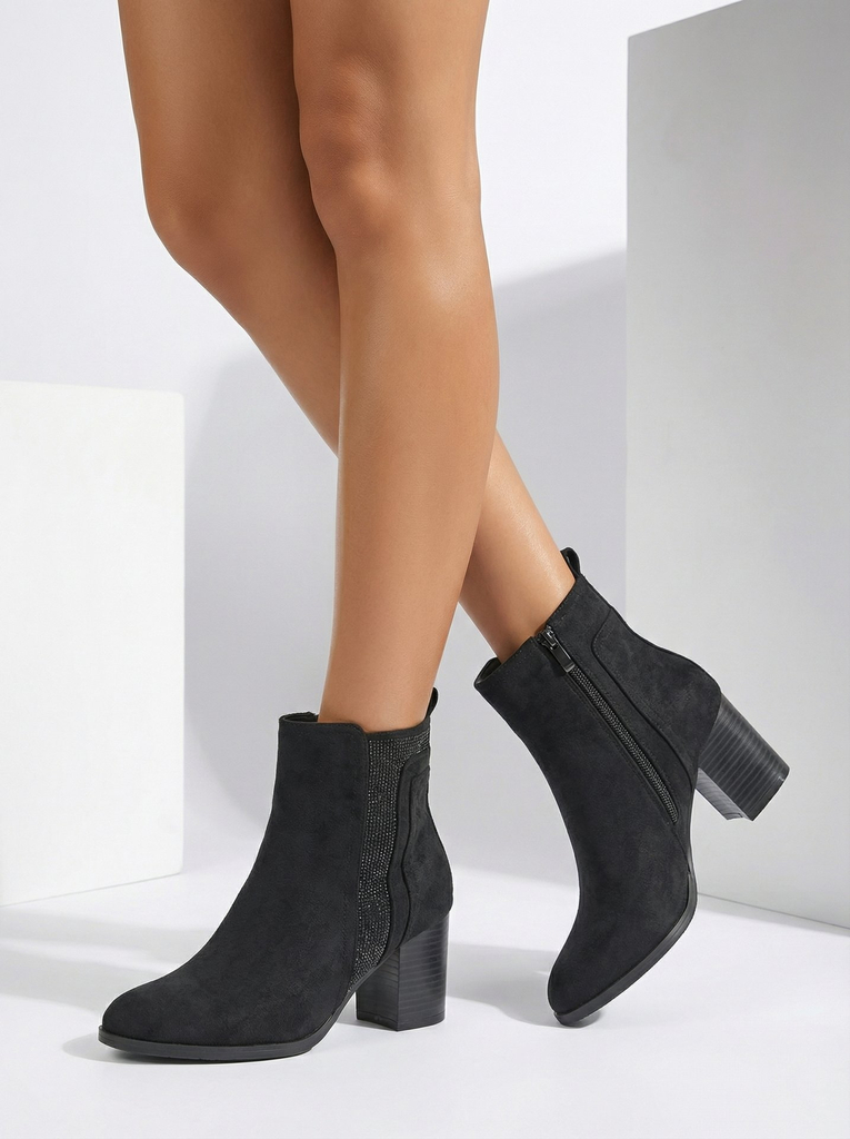 Роалфешън Дамски глезенови ботуши на ток Веното