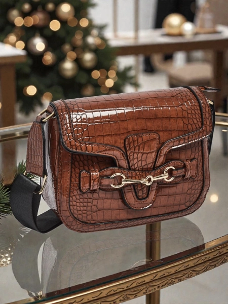 Дамска чанта Aurora, кафява, кожена, елегантна, за всеки ден