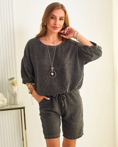 Royalfashion Летен дамски комплект от памук и лен