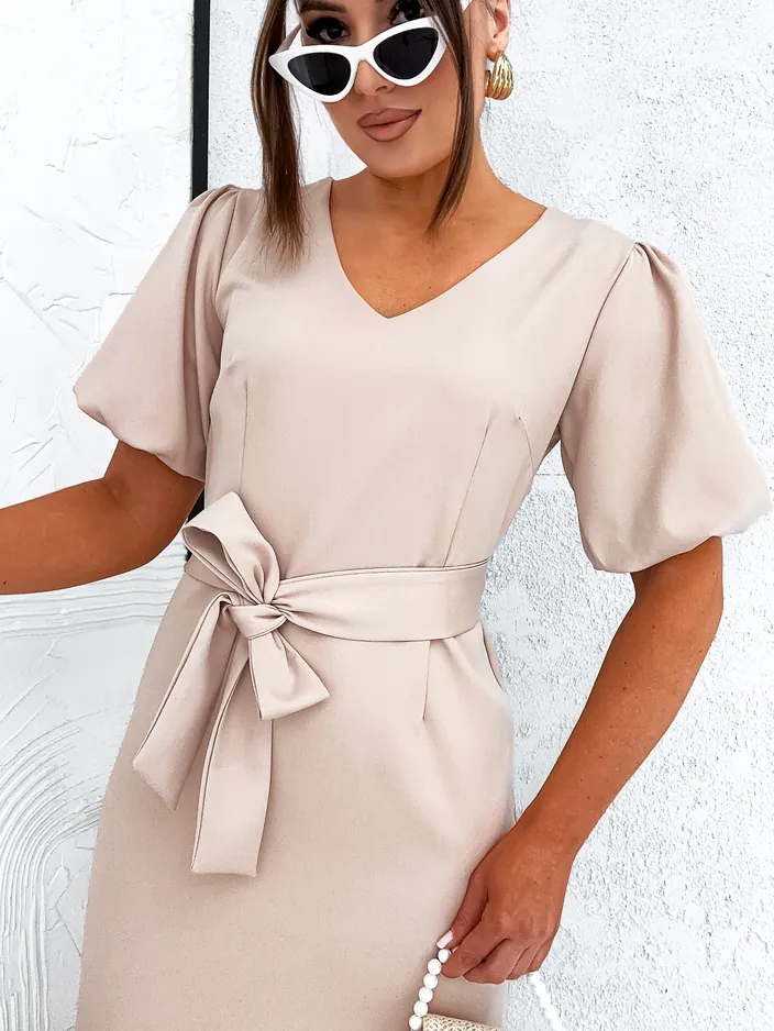 Рокля за жени Royalfashion с пълни ръкави и V-образно деколте