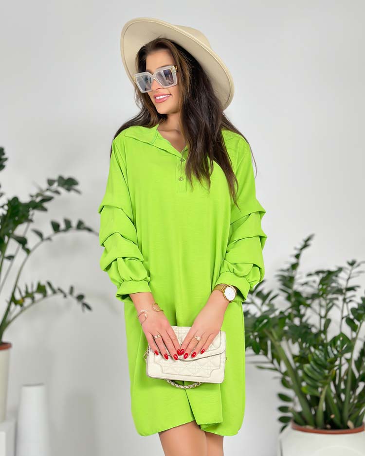 Royalfashion Дамска oversize рокля с волан на ръкавите