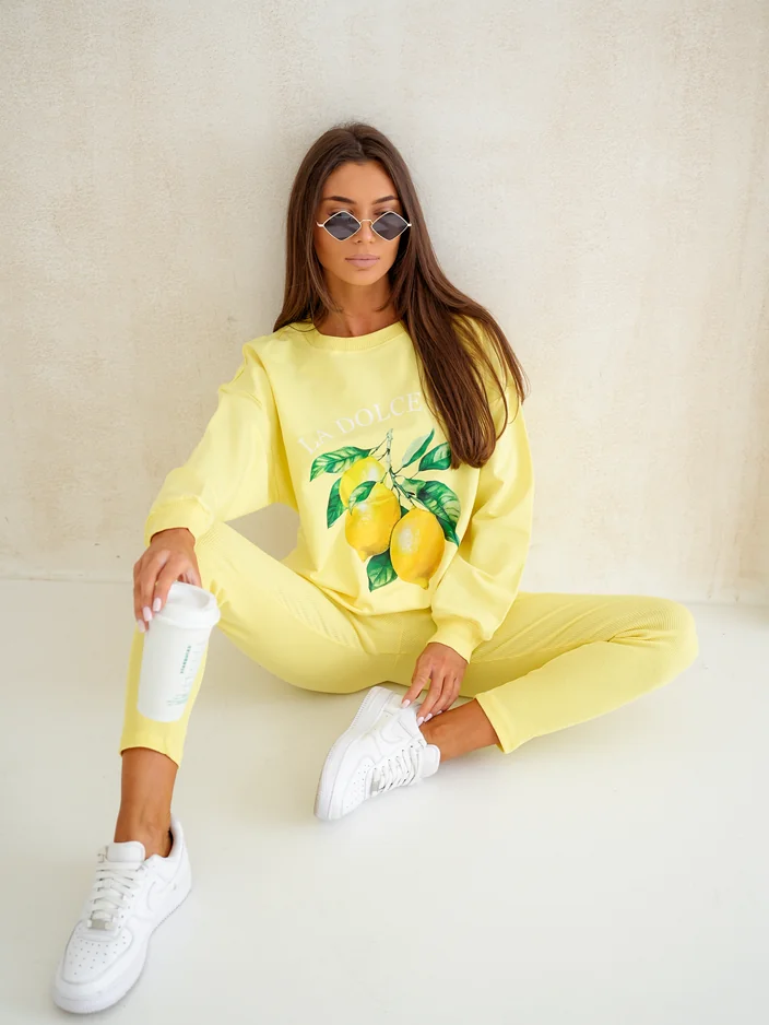 Костюм от памук за жени Royalfashion с лек sweatshirt и легинси