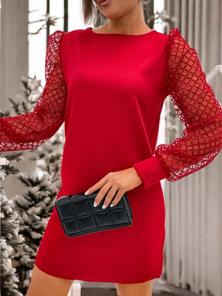 Royalfashion Класическа дамска рокля до коляното в черен цвят