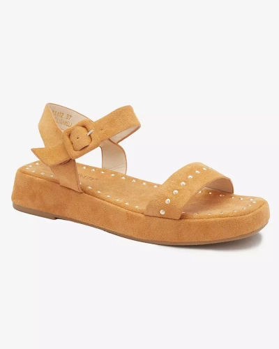 Кафяви дамски сандали с камъни Franssia - Обувки