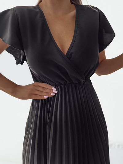 Royalfashion Дамска плисирана миди рокля