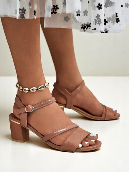 Royalfashion Лакирани дамски сандали на нисък ток Grace Gloss