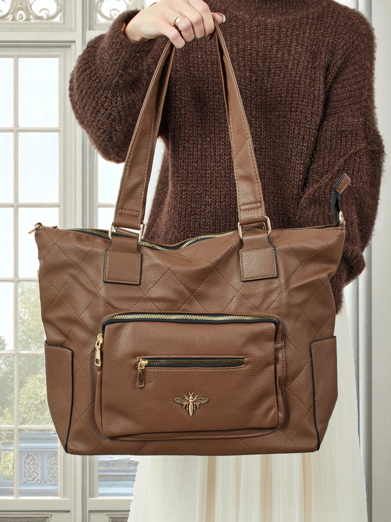 Дамска чанта тип shopper, еко кожа, капитонирана Marvaya