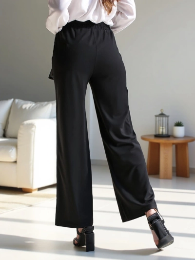 Royalfashion Широки дамски панталони с декоративна катарама