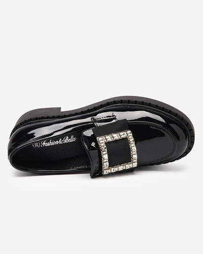 Półbuty lakierowane z klamrą w kolorze czarnym Fogim- Obuwie