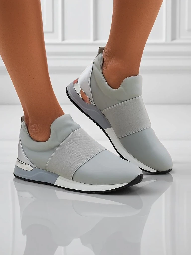 Дамски маратонки Selene Grigio равна подметка гълъбово сив модерен стил