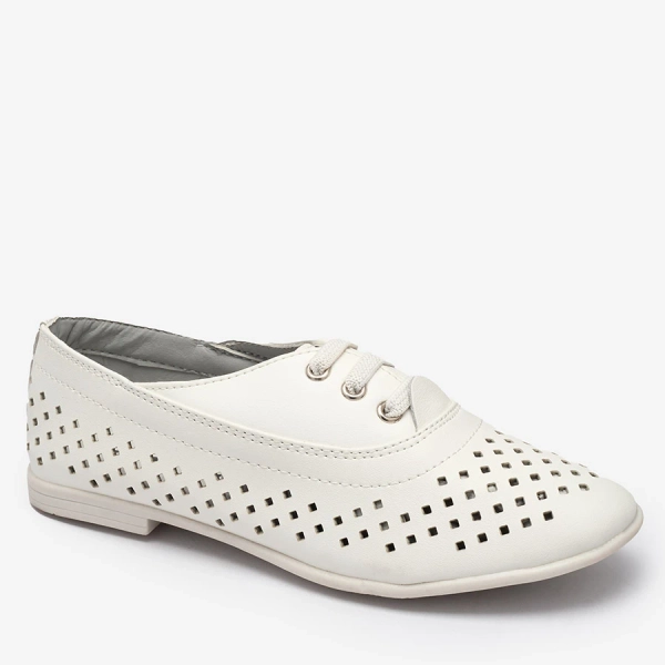 Бели детски ажурни мокасини Janno- Footwear