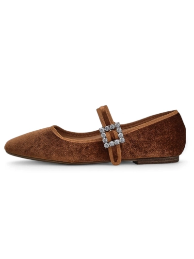 Royalfashion дамски балеринки а' ла велур с катарами и лента Enribes